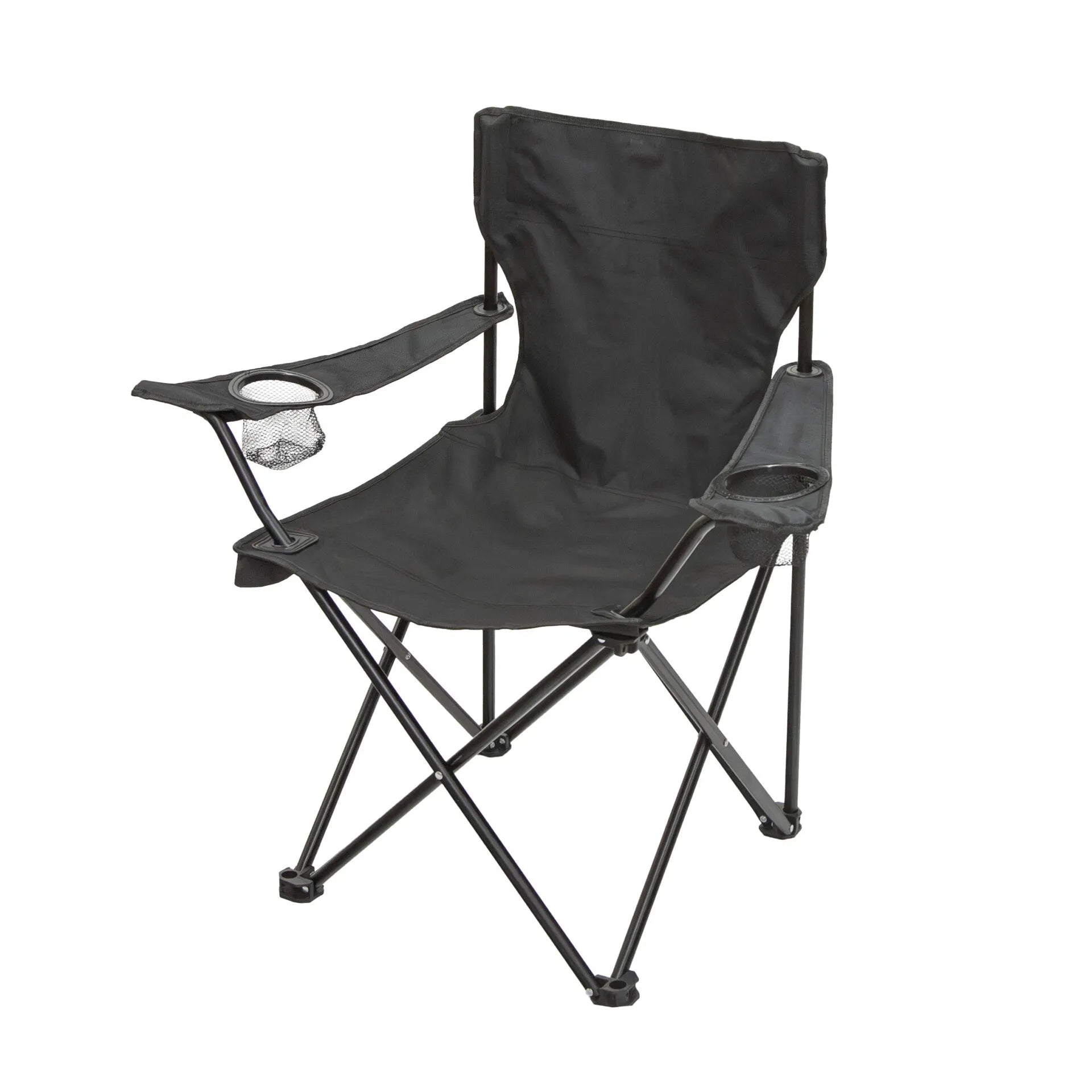 Folding Arm Chair with Dual Cup Holders