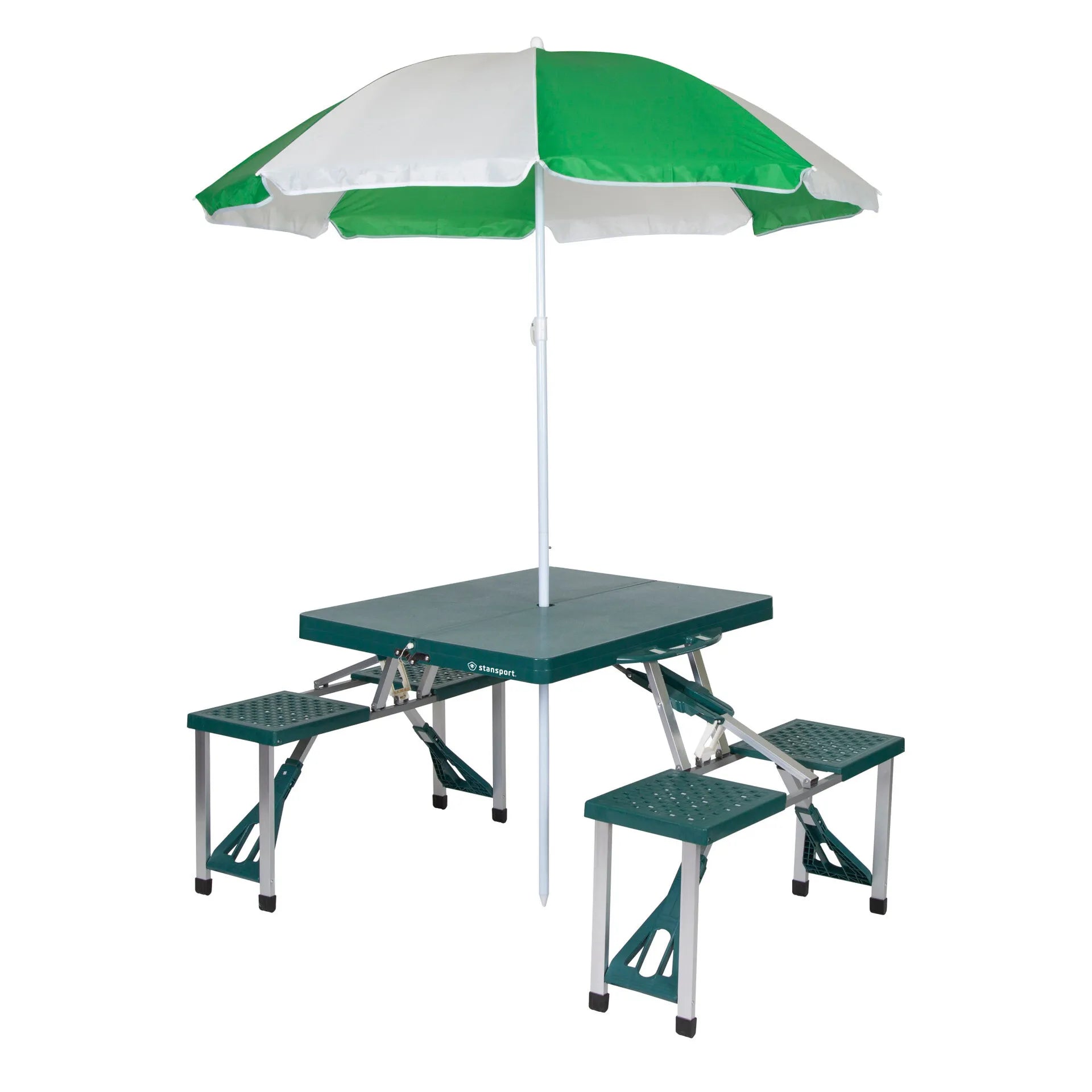 Picnic Table and Umbrella Green Combo