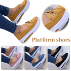 Women Block Shoes Slip On Closed Toe Platform Flat Wedge Casual Lace Up Sneakers image 7