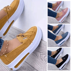 Women Block Shoes Slip On Closed Toe Platform Flat Wedge Casual Lace Up Sneakers image 6