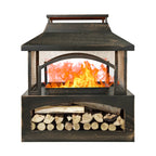 37-Inch Rectangular Metal Outdoor Wood Burning Fireplace - Outdoor Fireplace wit image 2