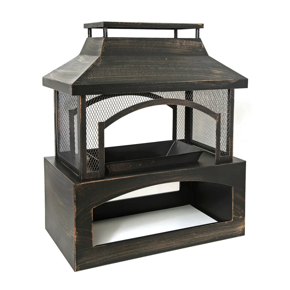 37-Inch Rectangular Metal Outdoor Wood Burning Fireplace - Outdoor Fireplace wit image 6