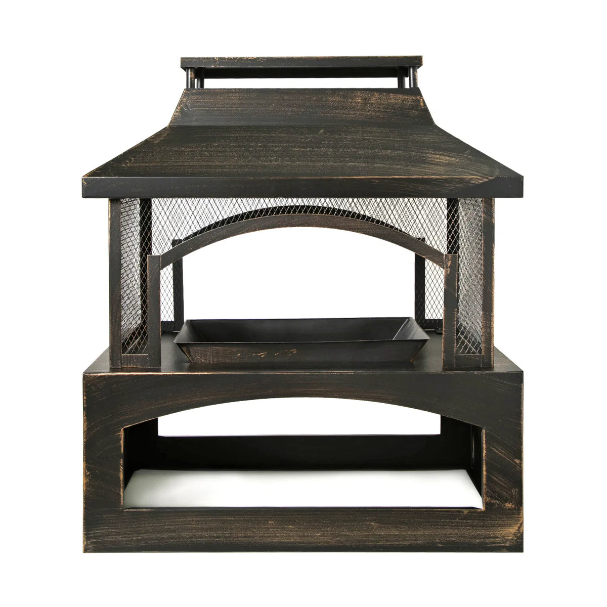 37-Inch Rectangular Metal Outdoor Wood Burning Fireplace - Outdoor Fireplace wit image 5