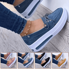 Women Block Shoes Slip On Closed Toe Platform Flat Wedge Casual Lace Up Sneakers image 5