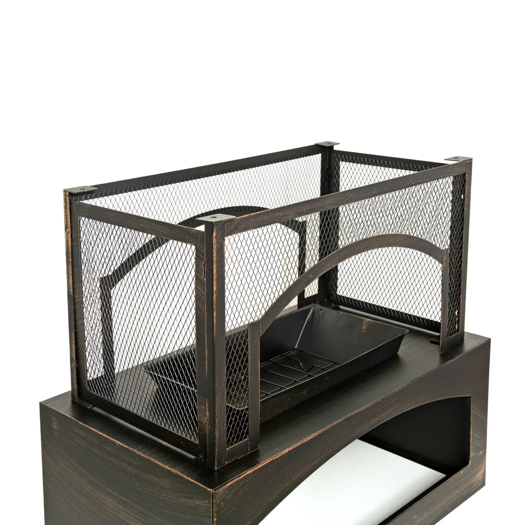 37-Inch Rectangular Metal Outdoor Wood Burning Fireplace - Outdoor Fireplace wit image 8