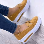 Women Block Shoes Slip On Closed Toe Platform Flat Wedge Casual Lace Up Sneakers image 0
