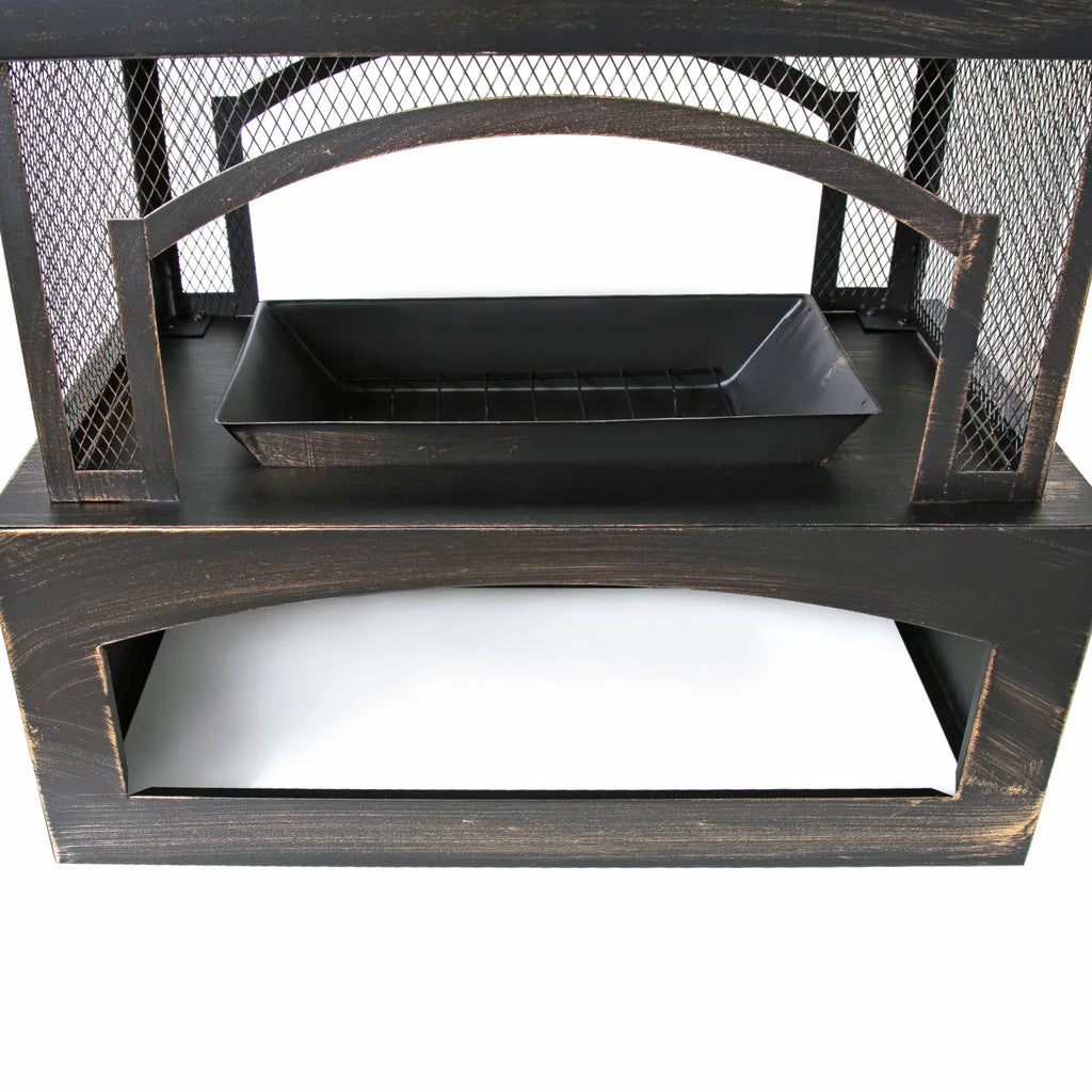 37-Inch Rectangular Metal Outdoor Wood Burning Fireplace - Outdoor Fireplace wit image 10