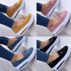 Women Block Shoes Slip On Closed Toe Platform Flat Wedge Casual Lace Up Sneakers image 14